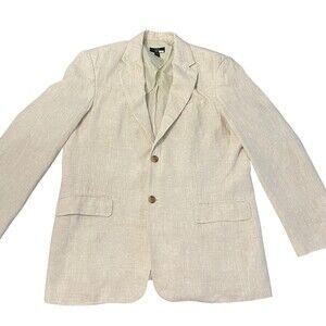 Club Room Luxury 100% Linen Suit Beige Blazer L Pants 34x32 2 Piece Set